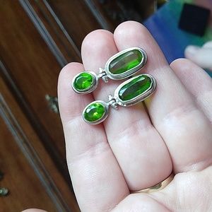 Green peridot sterling silver 925 vintage earrings